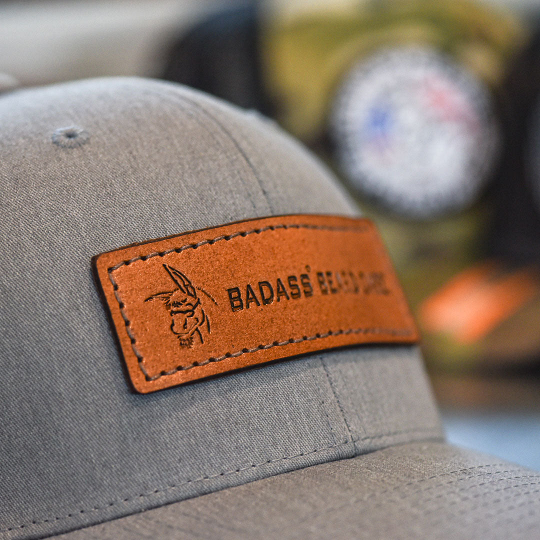 Badass Leather Patch Hat - Grey